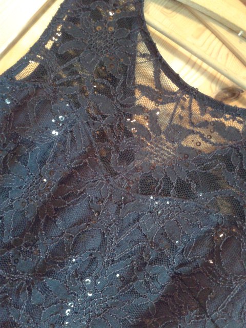 Cocktailkleid, schwarz, Spitze, 32/34, XS, Pailletten, enganliegend, sexy, Rückenausschnitt