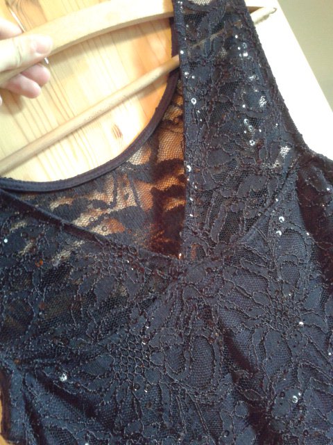 Cocktailkleid, schwarz, Spitze, 32/34, XS, Pailletten, enganliegend, sexy, Rückenausschnitt