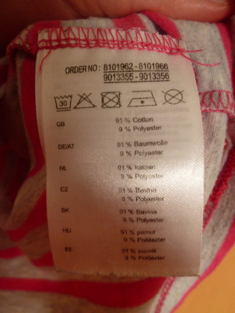Pink-graues gestreiftes T-Shirt, Größe M