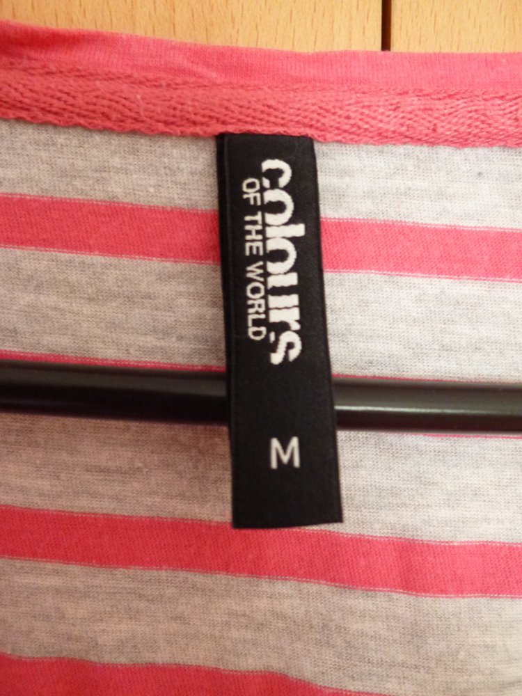 Pink-graues gestreiftes T-Shirt, Größe M