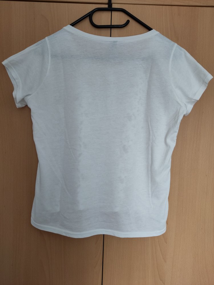 weißes Shirt mit Spitze, Größe L