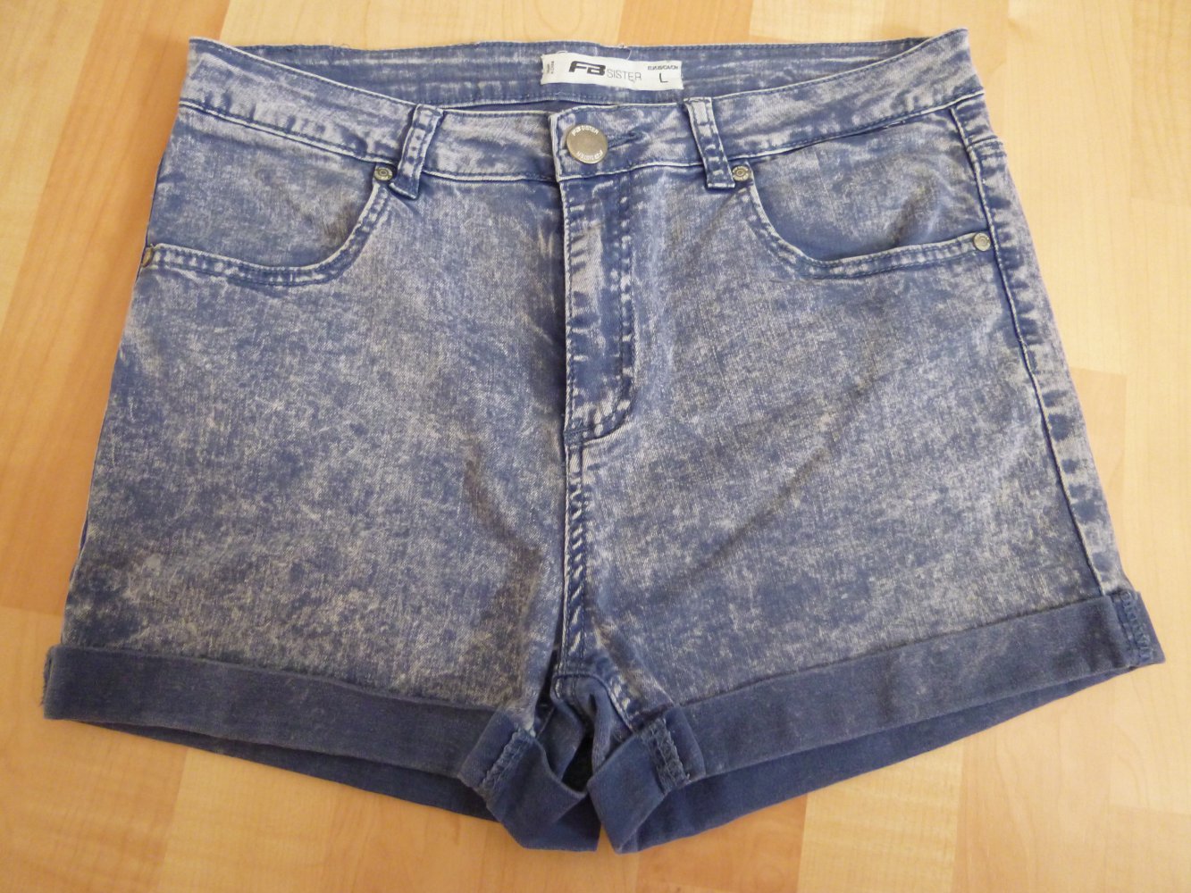 Blaue melierte Hotpants, Größe L