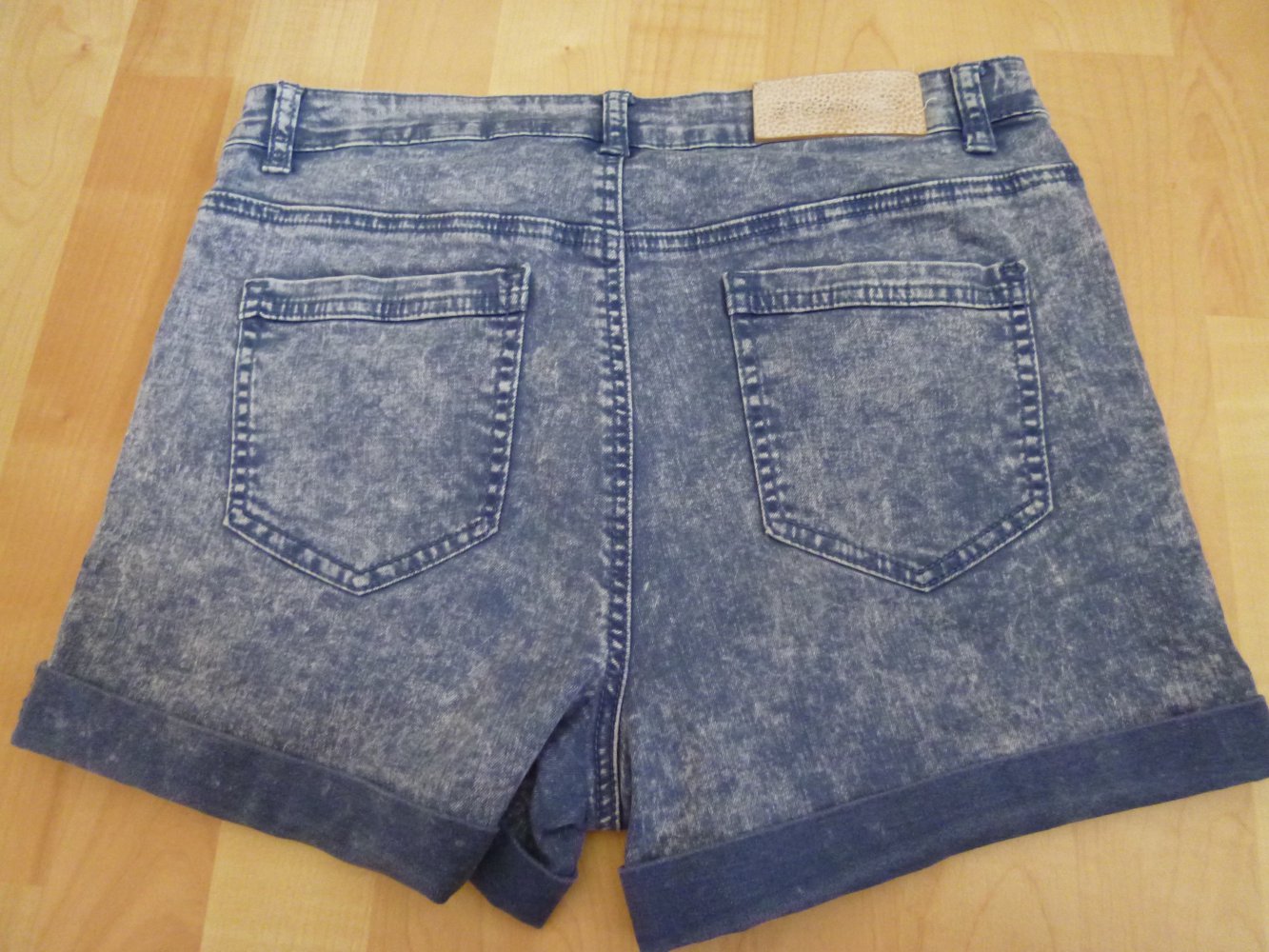 Blaue melierte Hotpants, Größe L