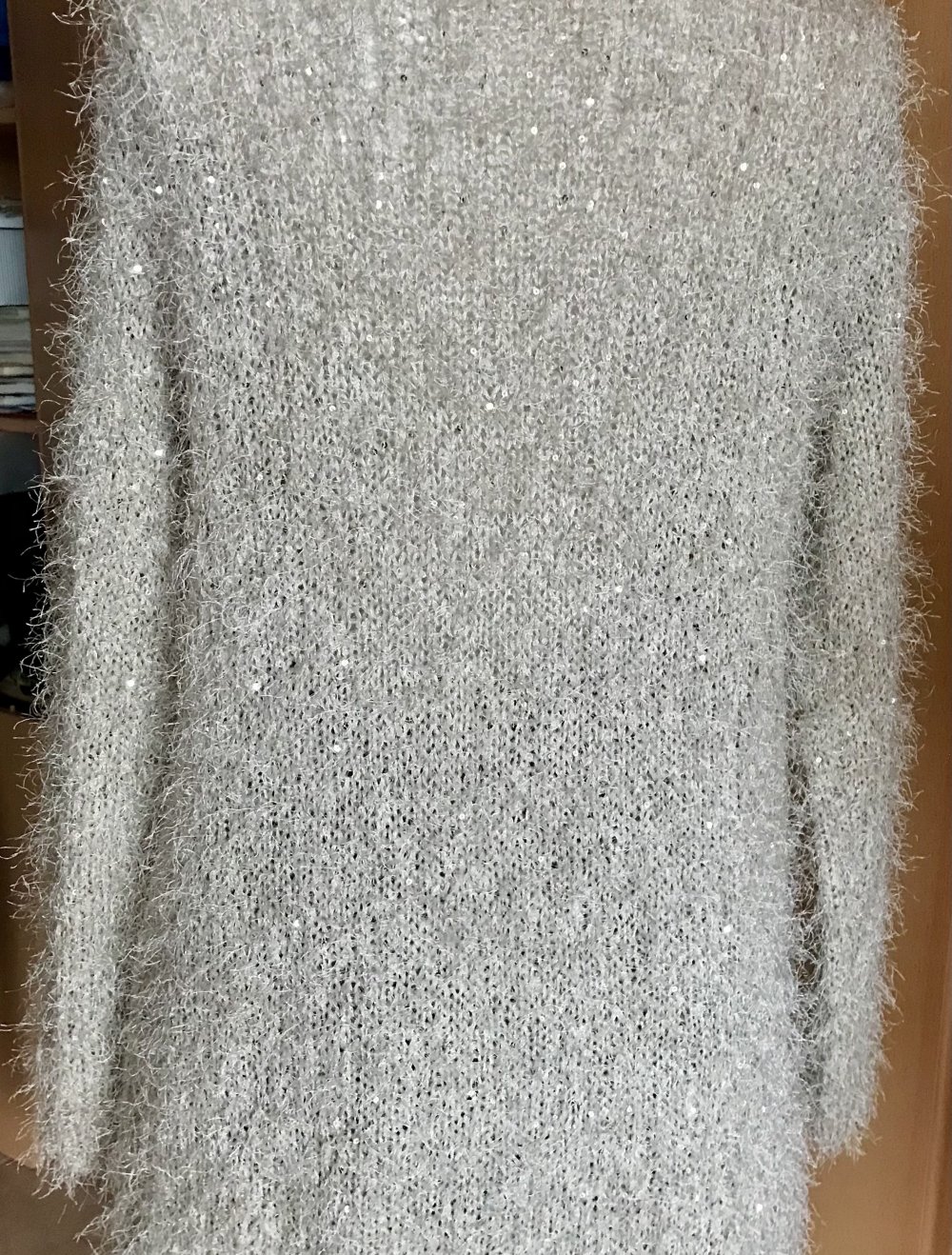 Long Strickjacke aus Kuschelgarn mit Pailletten Gr.XS,Neu ungetragen