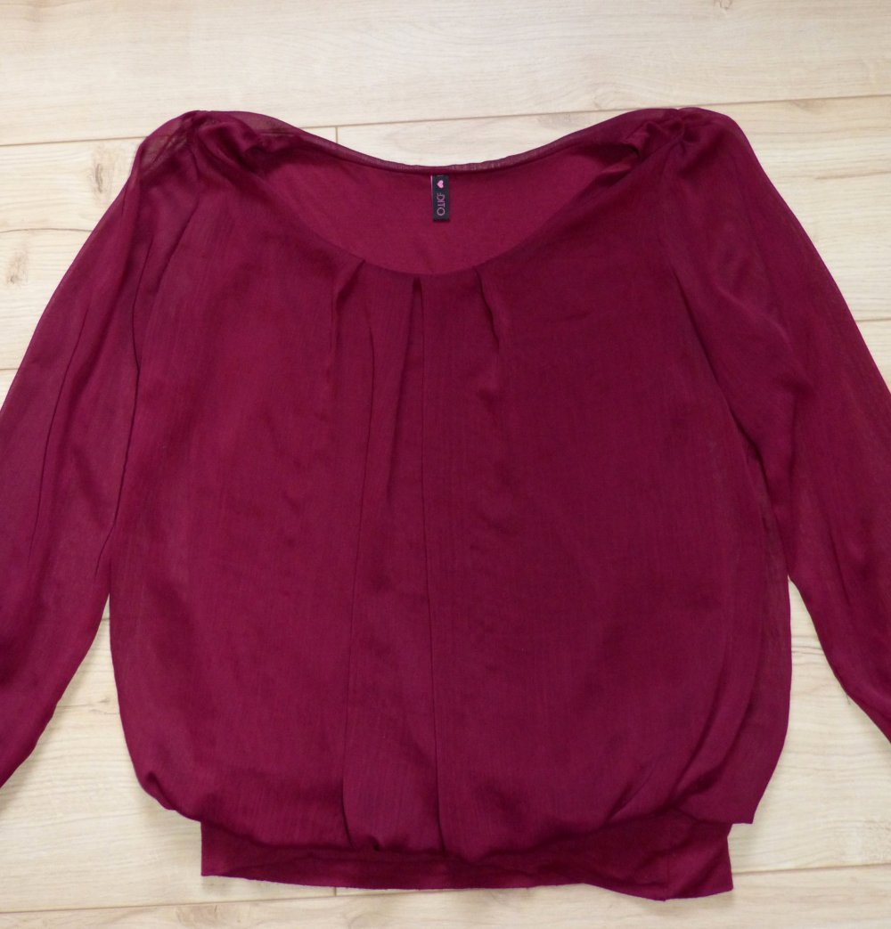 Langarm Bluse, Blusenshirt, dunkelrot Gr. 40/42