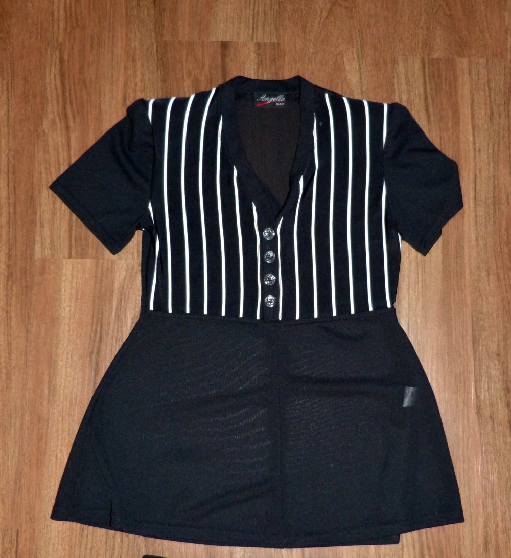 T-Shirt und Hose schwarz, weiß, gestreift, Gr. 36, Vintage