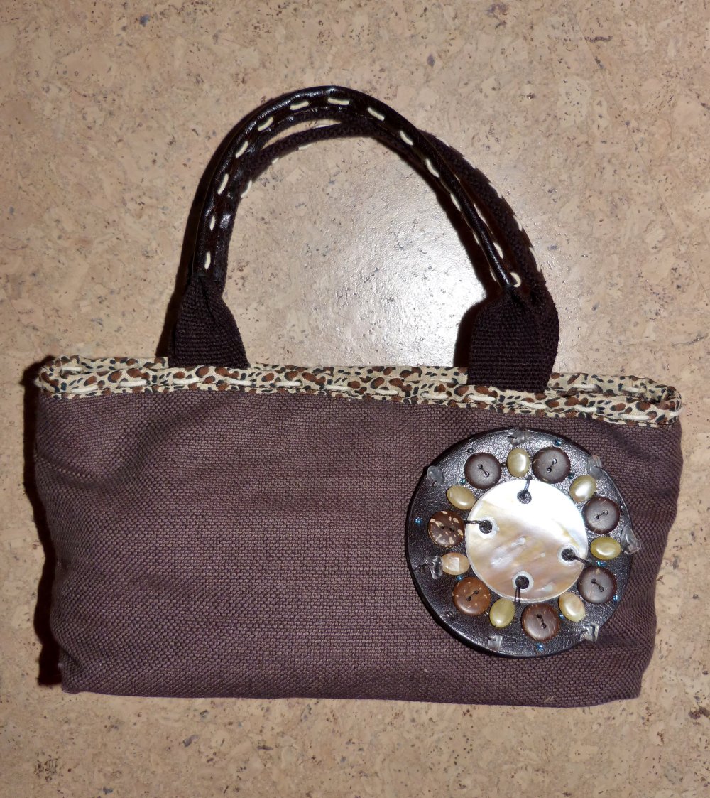 kleine braune Handtasche zum tragen, Leo-Muster