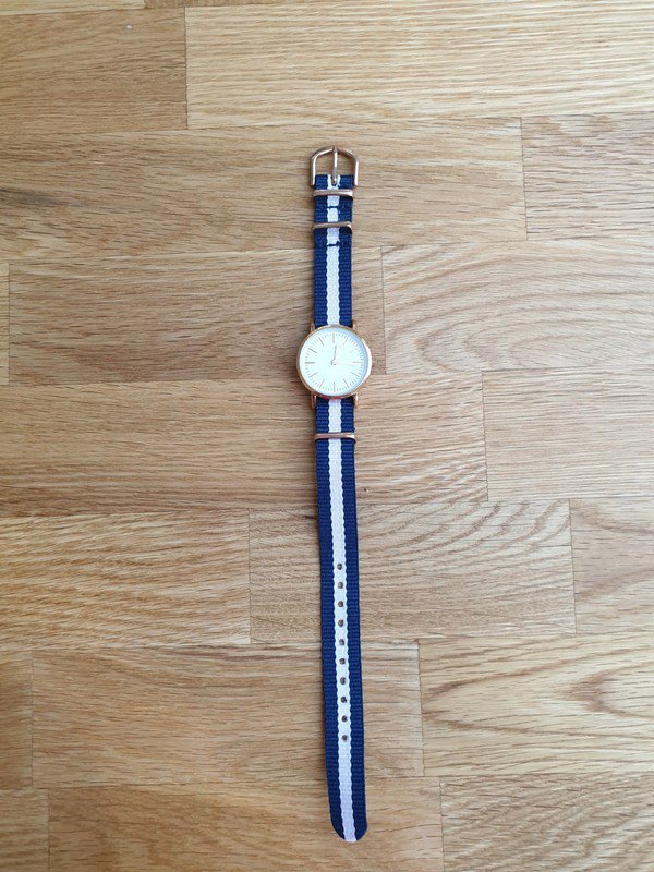 Armband Uhr rosegold mit Stoffarmband in dunkelblau marineblau rosa Ungetragen 