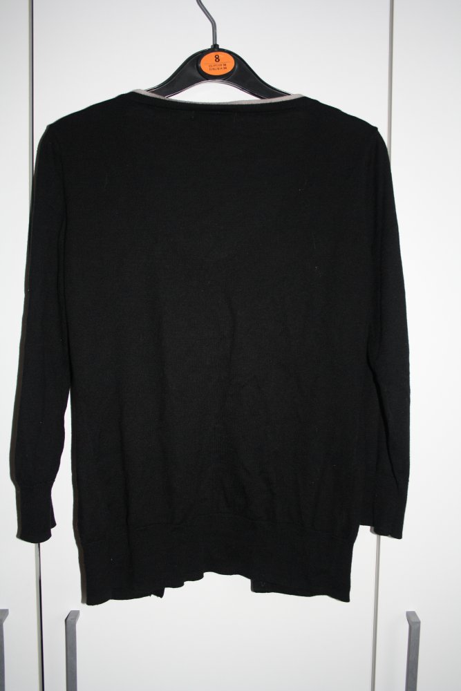 * H&M Cardigan mit Schleifen an den Taschen Strickjacke süß festlich schwarz beige