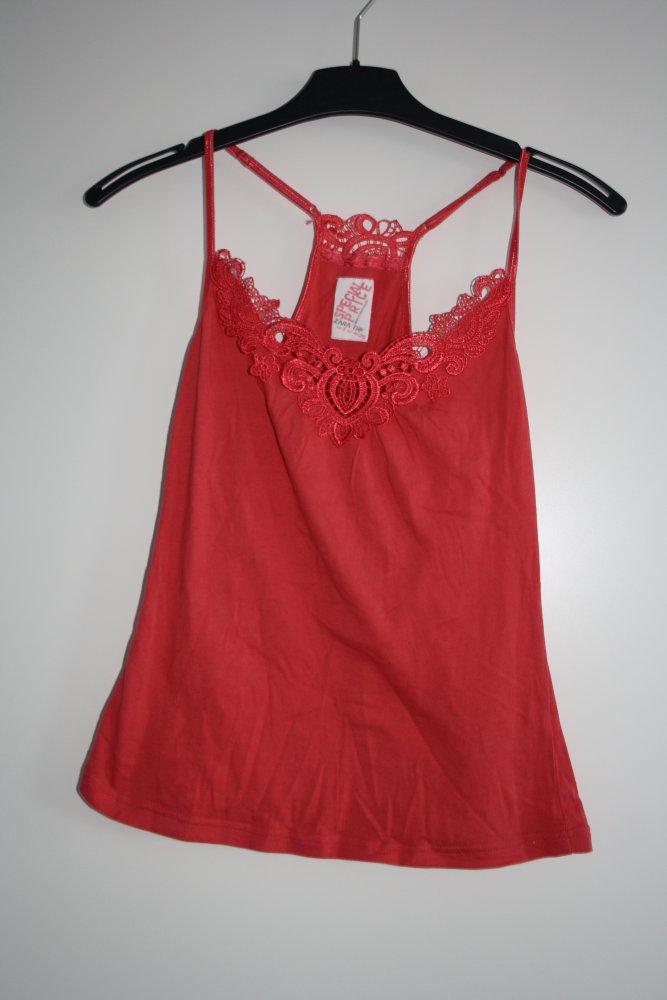 *Top rot koralle mit Spitze Spitzentop
