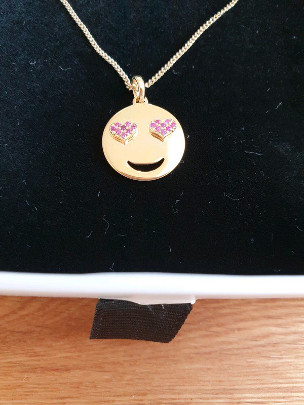 So Cosi Kette All you need is love in 925er Sterlingsilber goldplattiert Smiley mit Herzaugen OVP und ungetragen Neupreis 89€