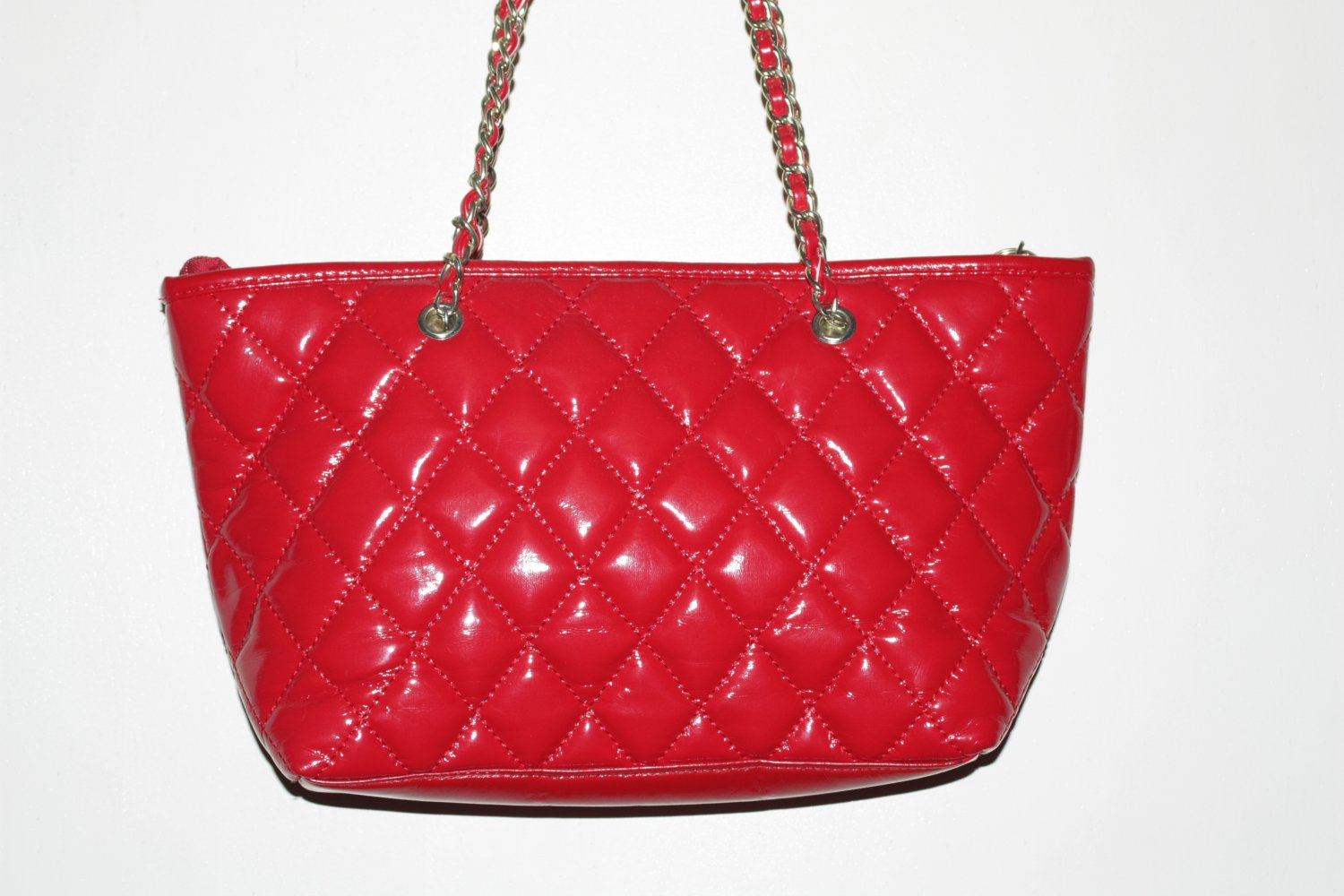 Rote gesteppte Lackhandtasche, Stepptasche 