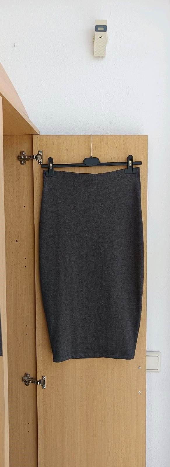 Zalando Midirock Bleistiftrock Büro Business dunkel grau dunkelgrau midi Rock weich gr. 36 S 38 M