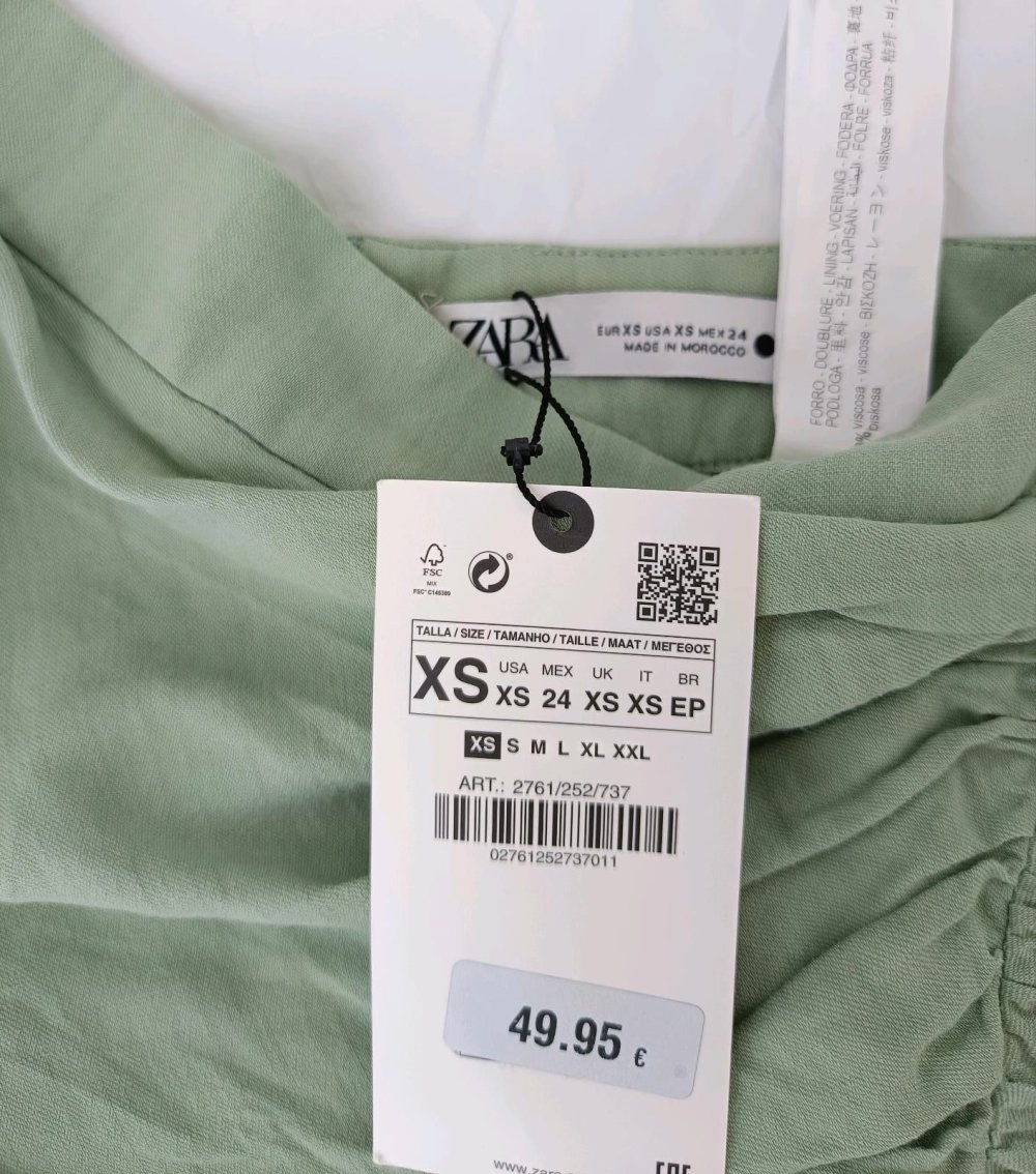 NSTA BLOGGER 50€ Zara beliebte seltene Limited Drapierter High Waist Viskose Rock mint grün Raffung Volant gerafft asymmetrisch 34 XS NEU mit ETIKET