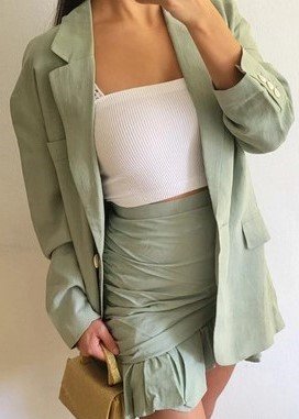 INSTA BLOGGER 50€ Zara beliebte seltene Limited Drapierter High Waist Viskose Rock mint grün Raffung Volant gerafft asymmetrisch 34 XS NEU mit ETIKET