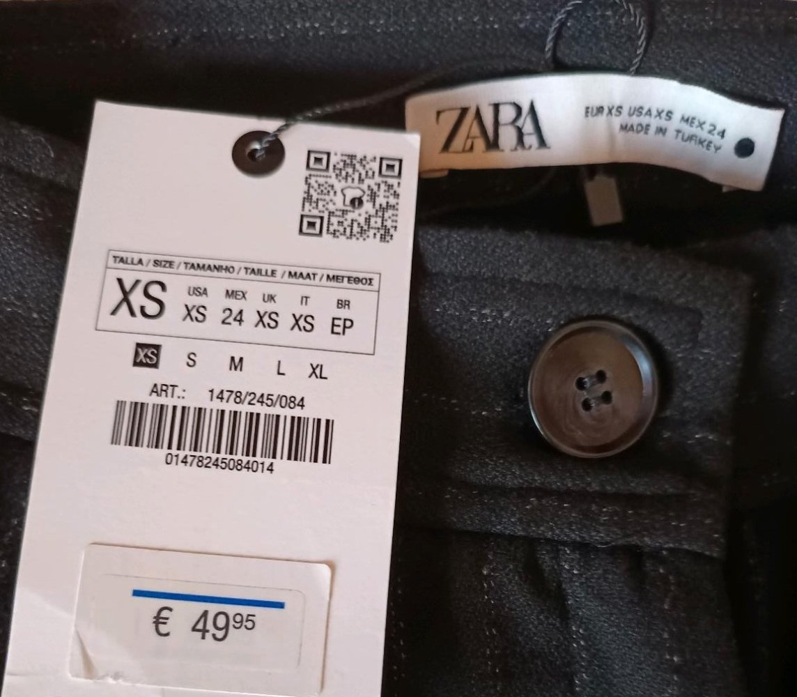 50€ Zara High Waist Karotten Knöchel Hose weit breit Streifen schwarz weiß gestreift Nadelstreifen warm gr. 34 XS NEU mit ETIKETT