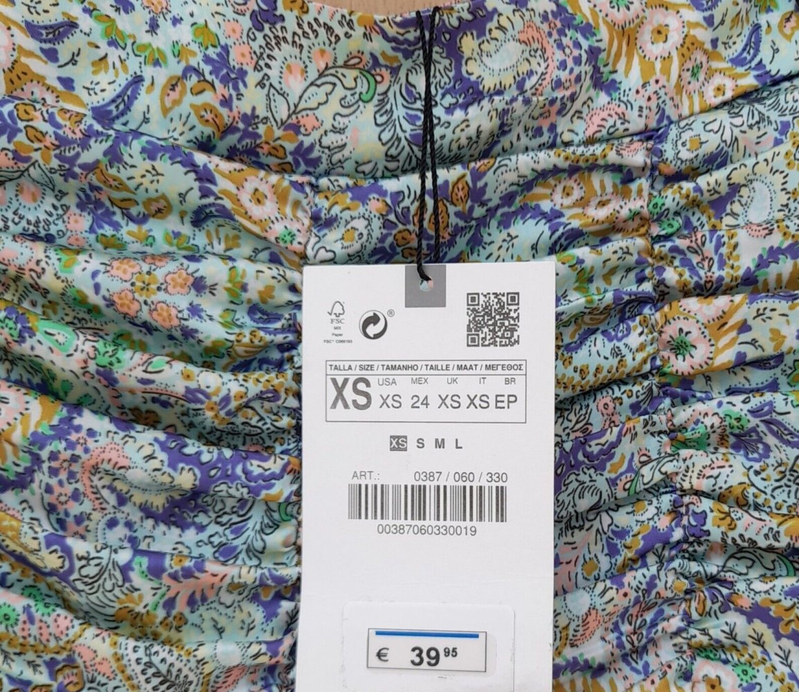 INSTA BLOGGER 40€ ZARA Insta Blogger PAISLEY Muster Boho RAFFUNG Volant High Waist ROCK mint GRÜN blau bunt GEMUSTERT gerafft gr. 34 XS,36 S NEU mit ETIKETT