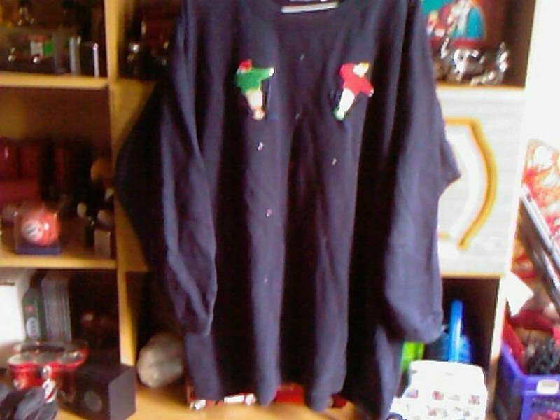 Pullover Motiv Skifahrer und Glitzersteinchen Gr.54