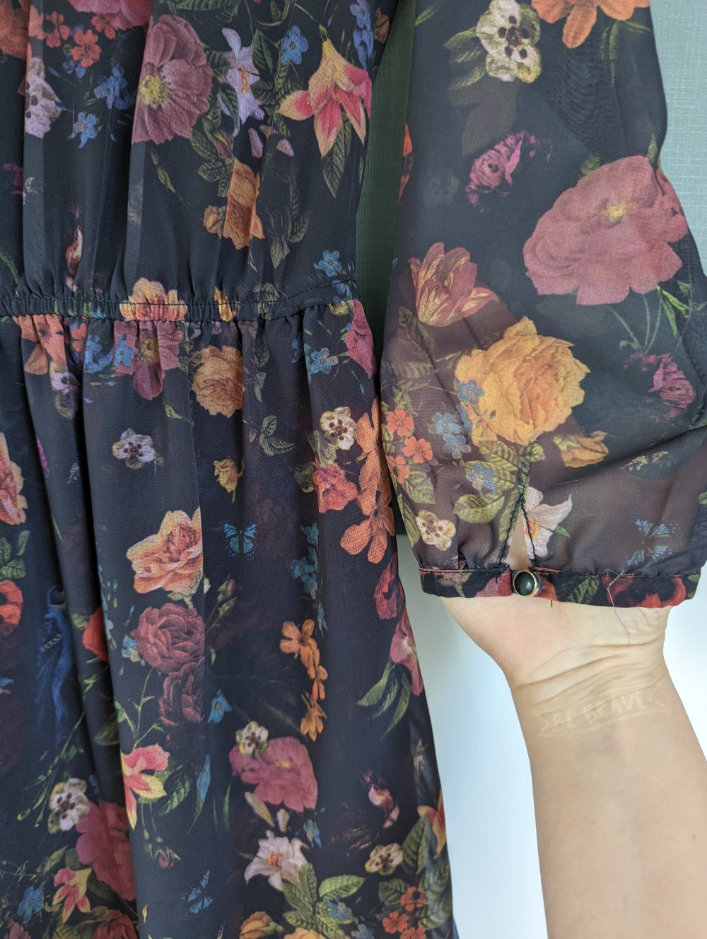 Chiffonkleid 3/4 Arm mit Blumenprint 