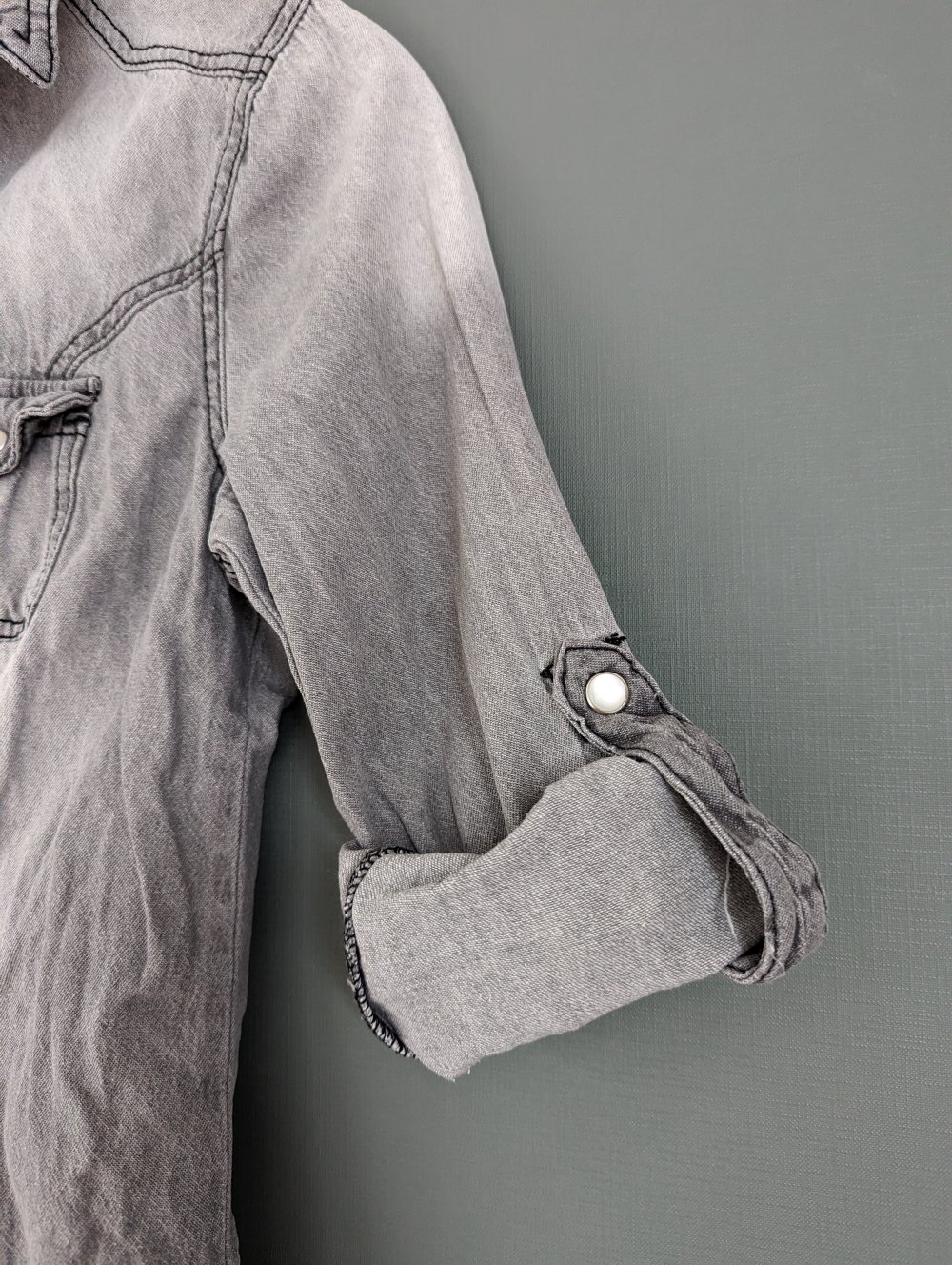 Jeanshemd grau Stone Washed 