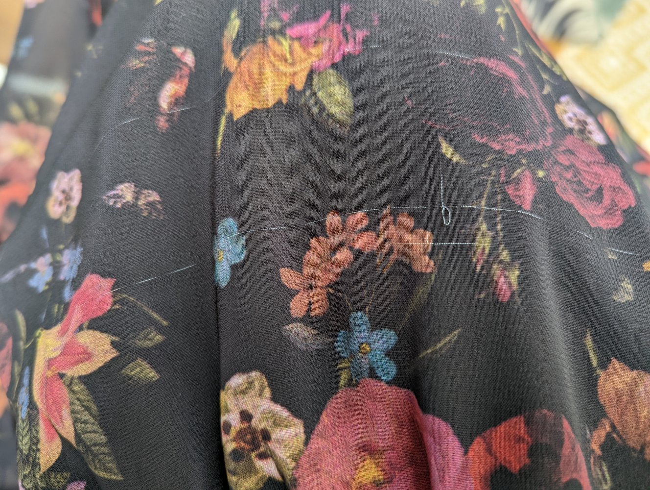 Chiffonkleid 3/4 Arm mit Blumenprint 