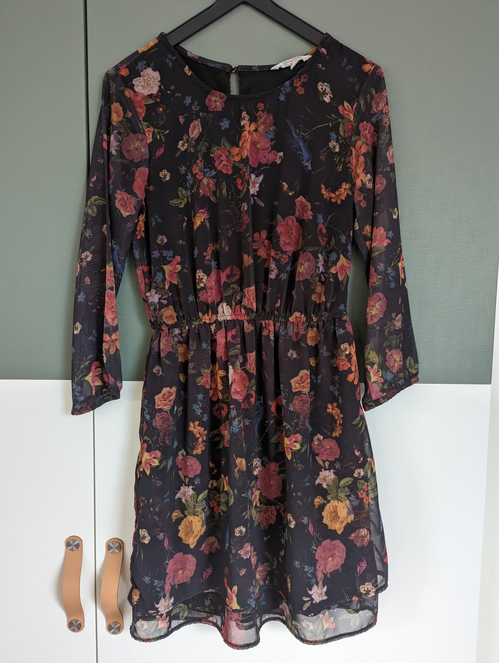 Chiffonkleid 3/4 Arm mit Blumenprint 