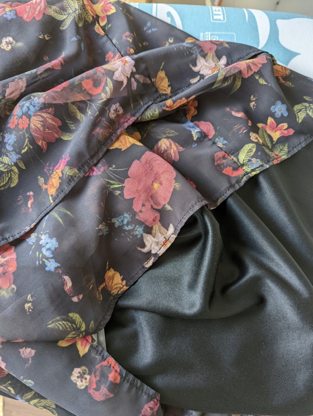 Chiffonkleid 3/4 Arm mit Blumenprint 