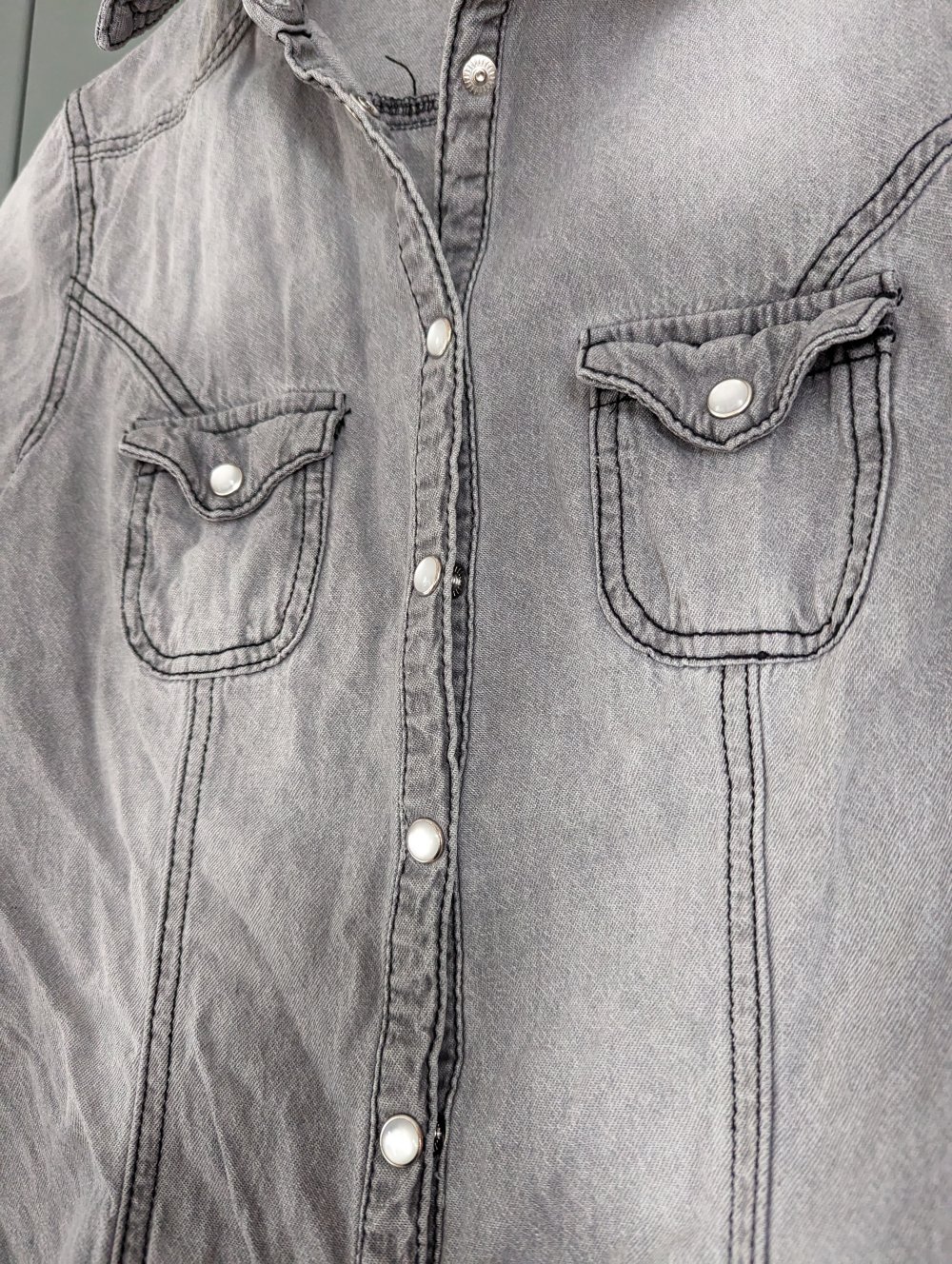Jeanshemd grau Stone Washed 