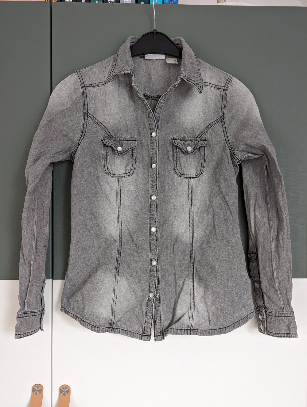 Jeanshemd grau Stone Washed 