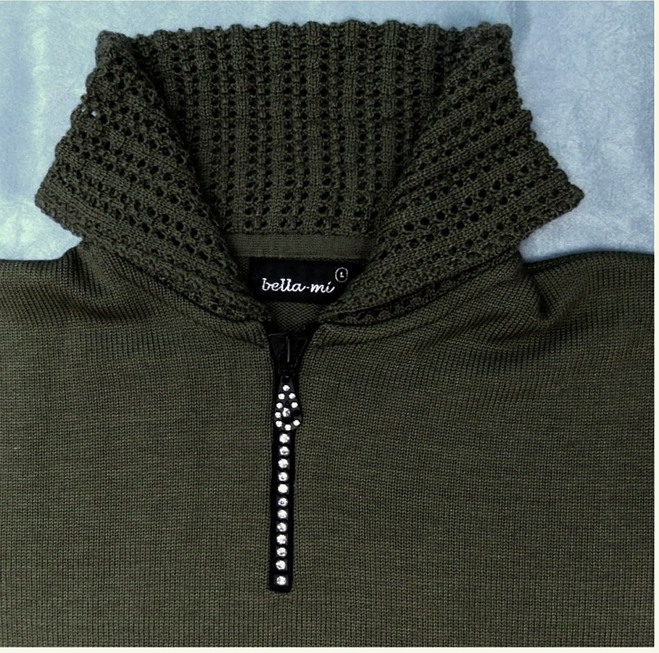 Rollkragen-Pullover von bella-mi , olivgrün - Größe L