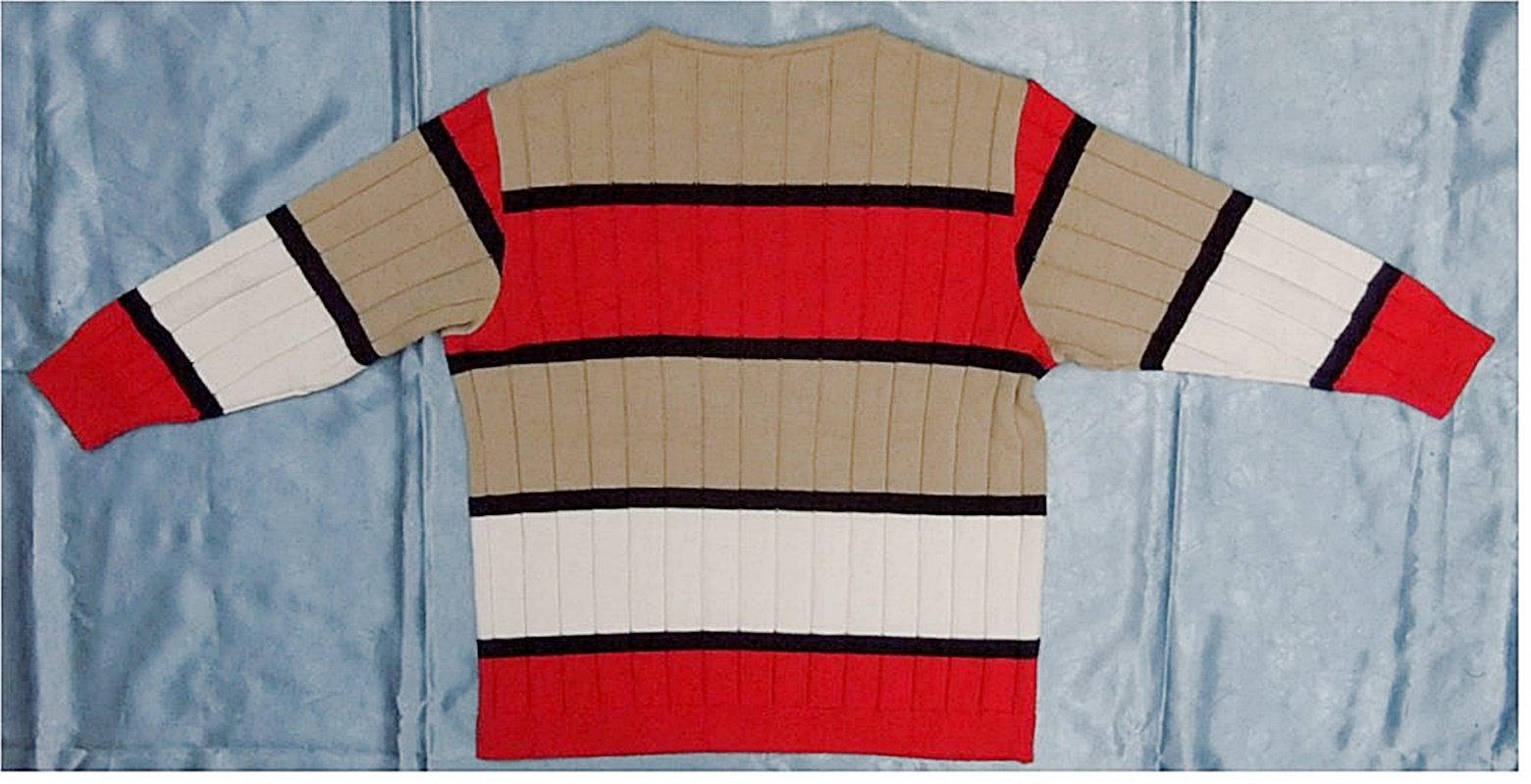 Damen-Pullover - Größe 44 - rot-braun-weiß gestreift