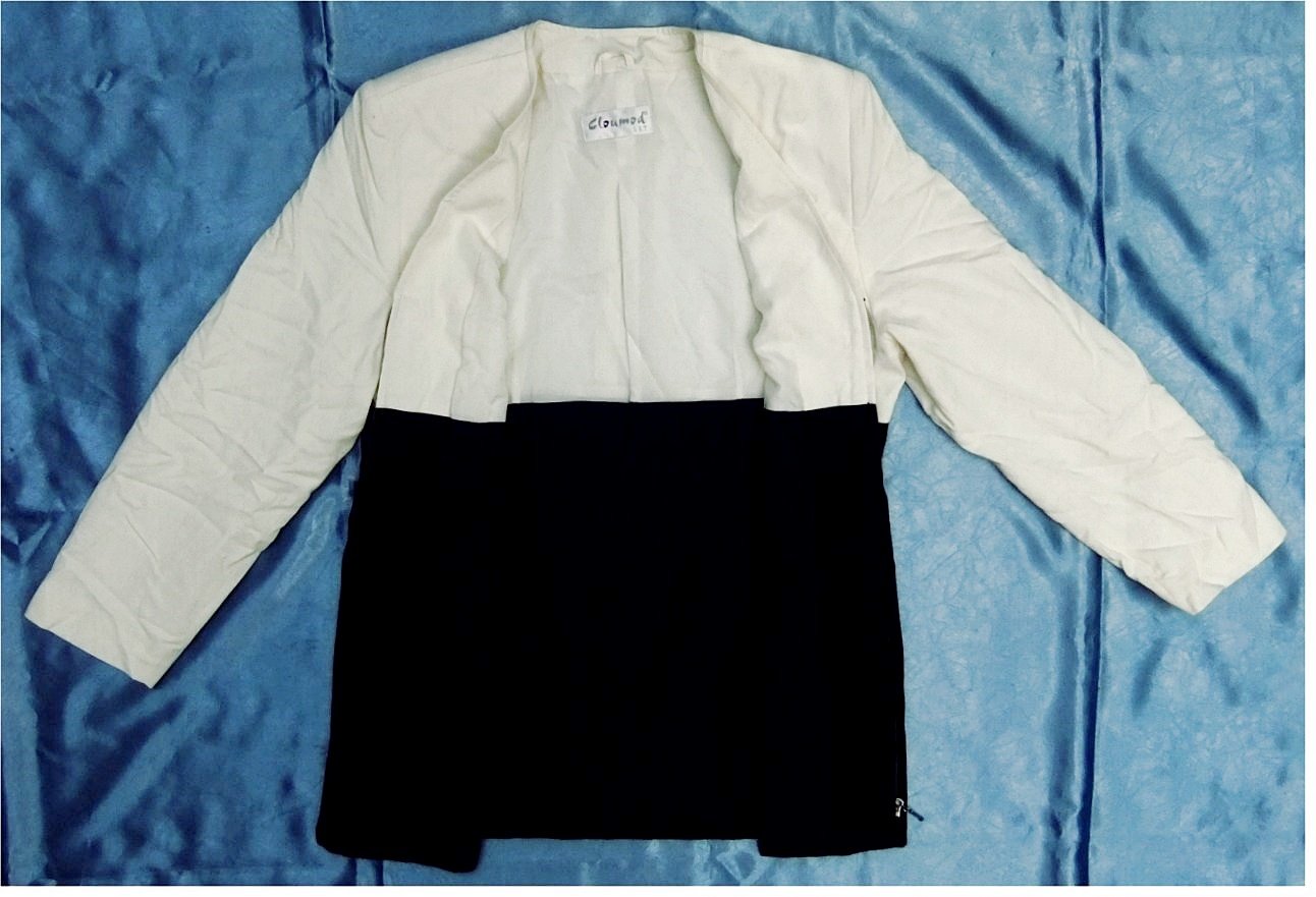 Cloumod Damen Jacke - Größe 40 - oben gelblichweiß , unten schwarz