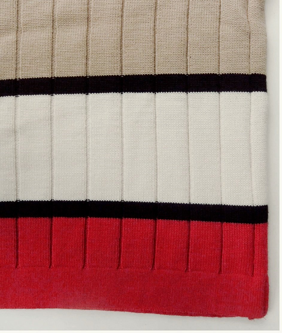 Damen-Pullover - Größe 44 - rot-braun-weiß gestreift