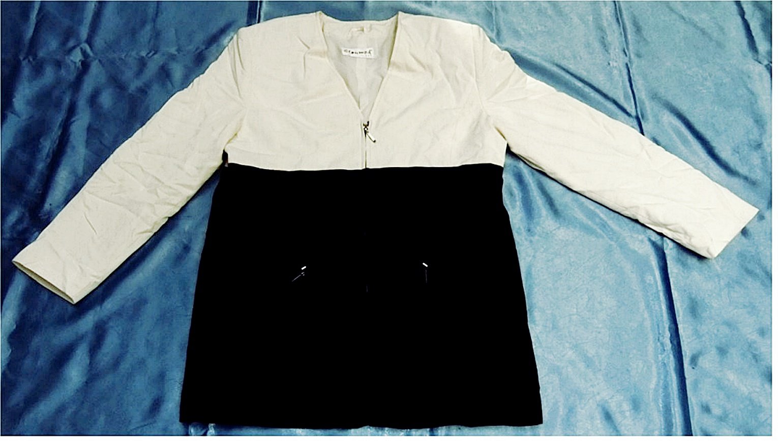 Cloumod Damen Jacke - Größe 40 - oben gelblichweiß , unten schwarz