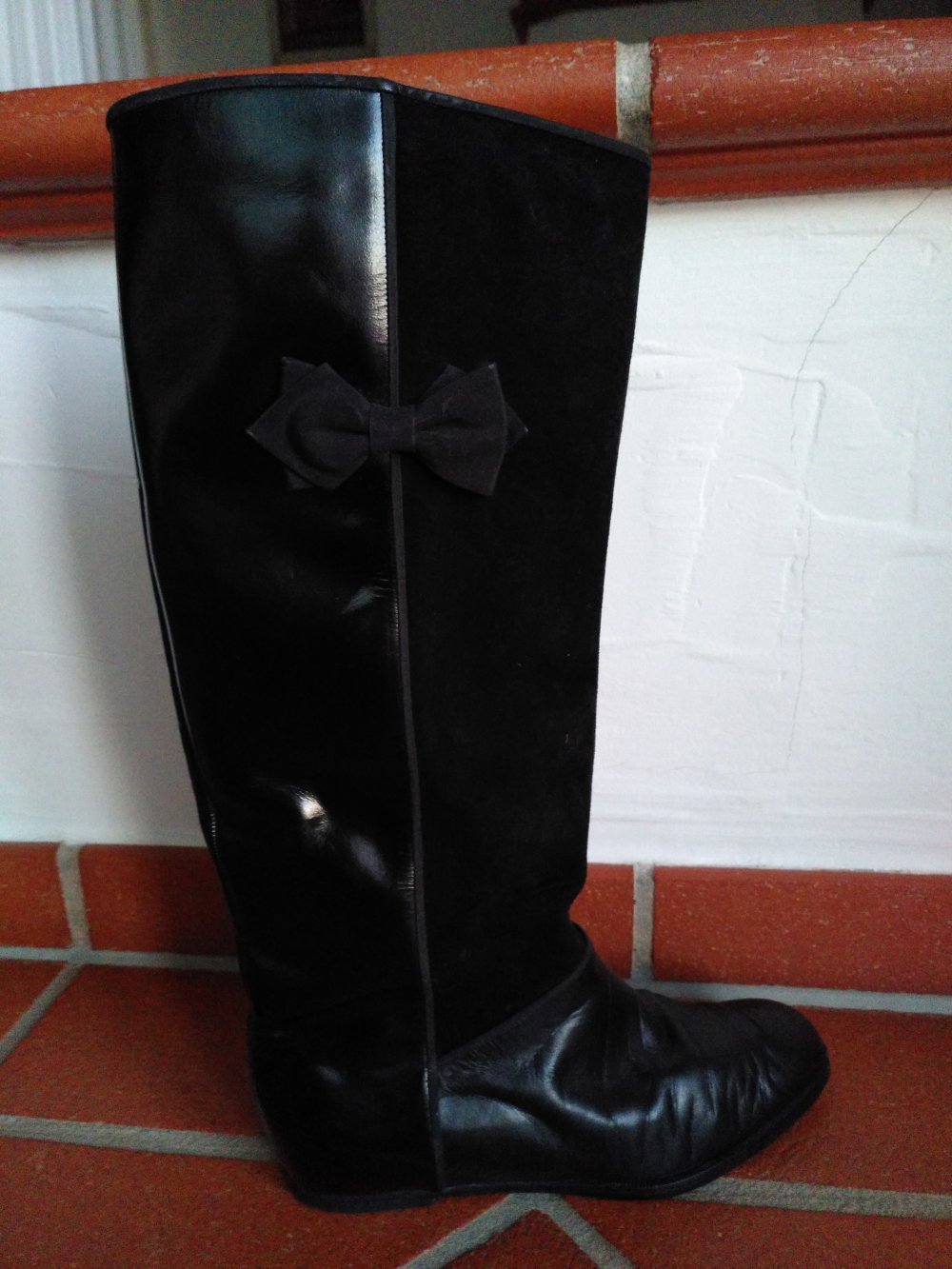 Flache Stiefel Echtleder mit Schleife *echt vintage*