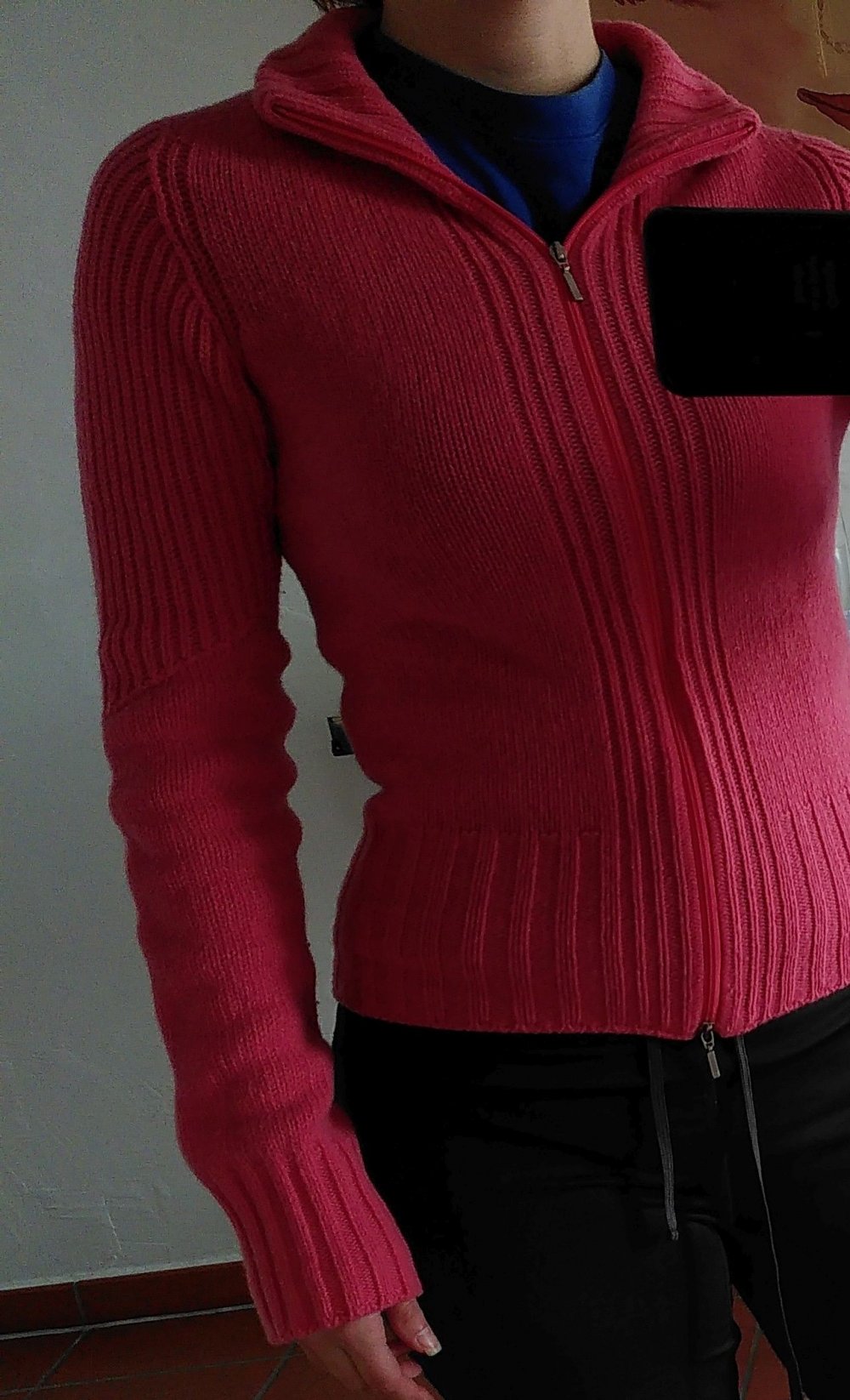 Strickjacke Zipper Wolle