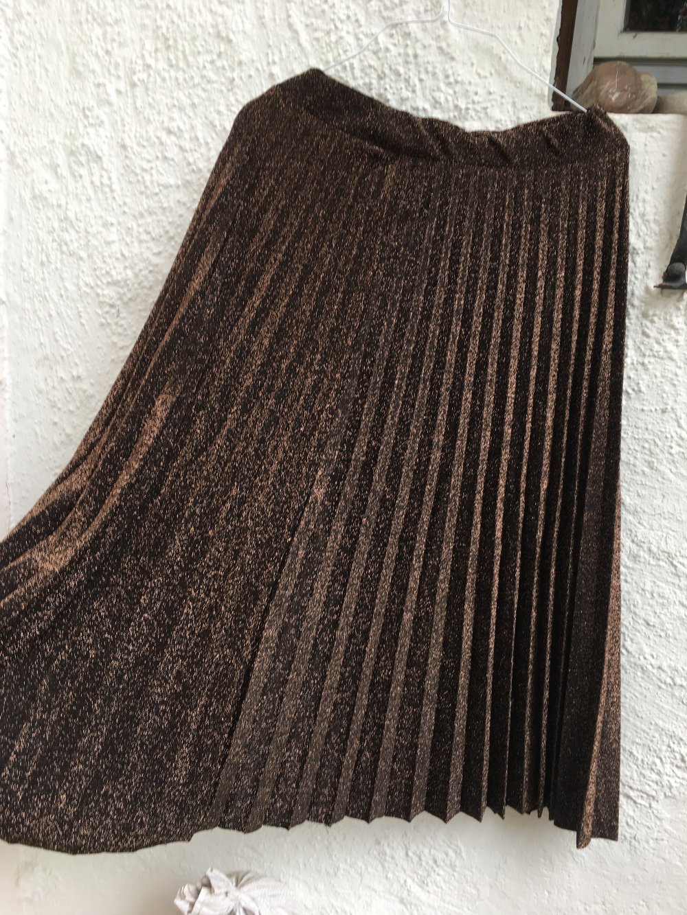 Lurex - Plissee Rock, 40, french Brand, braun/gold