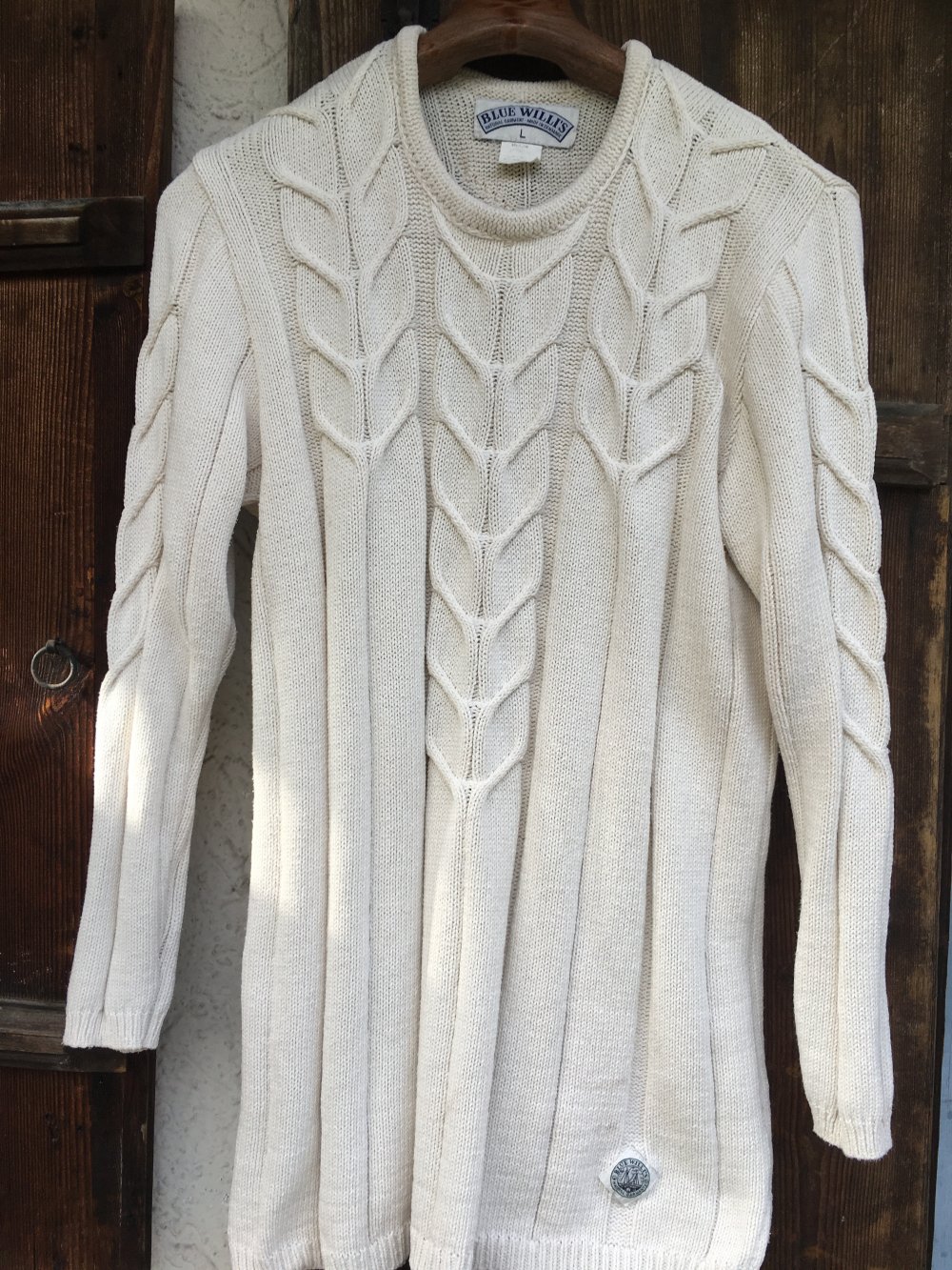 BW- Longpulli, Zopfpullover, Baumwolle, 42, weiß f.den Frühling
