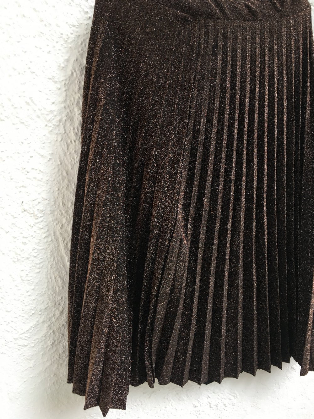 Lurex - Plissee Rock, 40, french Brand, braun/gold