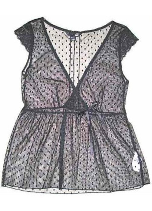 H&M Oberteil Netzbluse Bluse Netzoberteil Spitze schwarz Gothic Gr. S