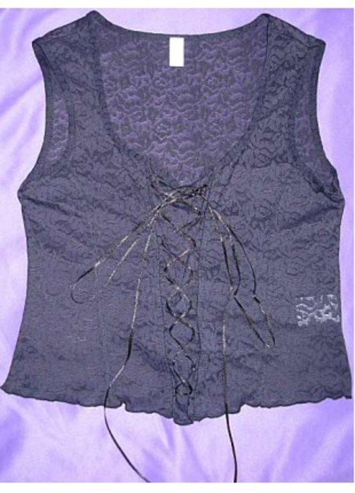Spitzentop Top Spitze Schnürung schwarz Gothic Gr. 34