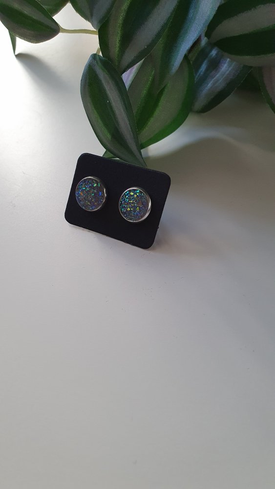 Glitzernde Ohrstecker mit silberner Basis  