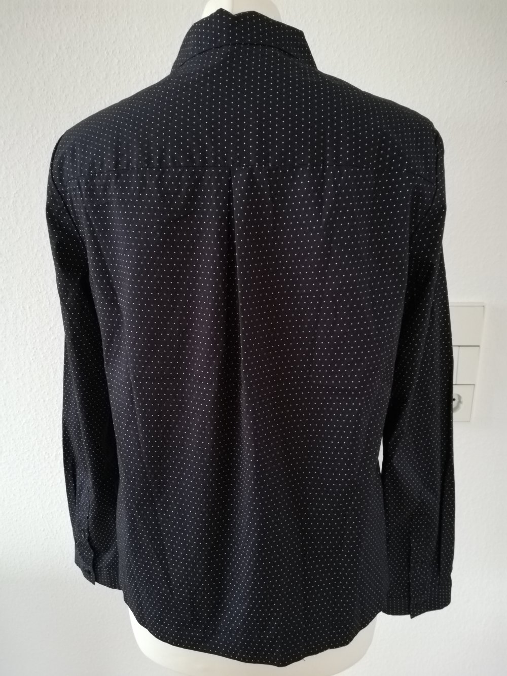 Opus Damen Langarm Bluse neu Gr. 36 S dunkelblau gepunktet klassisch mit Kragen Blusenhemd