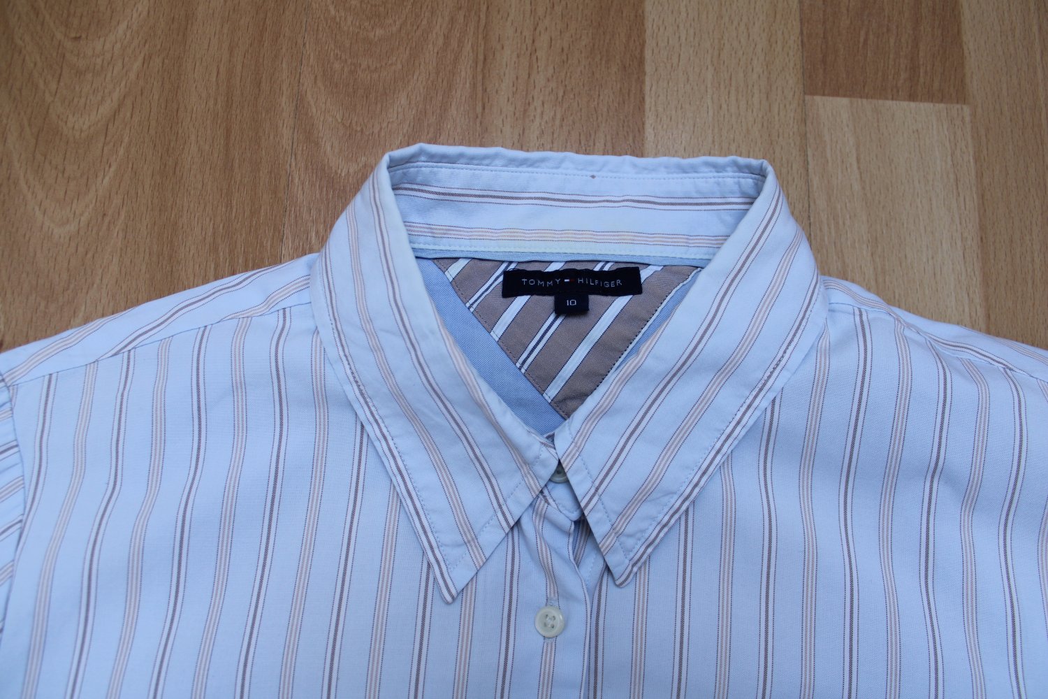 Tommy Hilfiger Damen Bluse Hemd Gr. 10 / 40 hellblau gestreift klassisch 