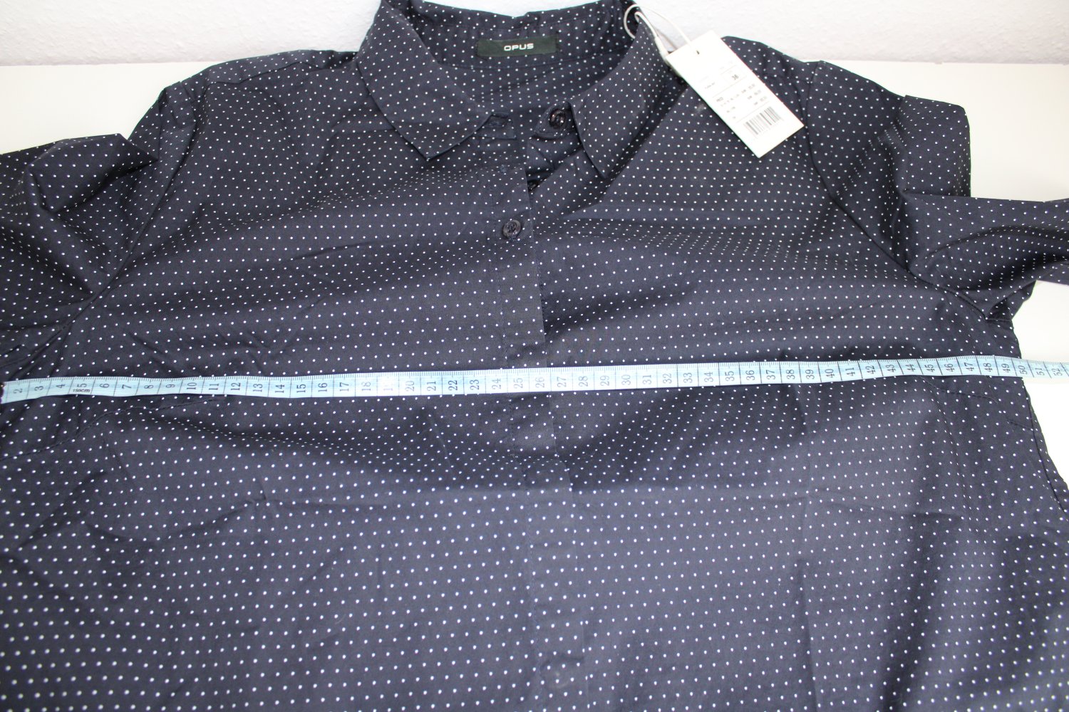 Opus Damen Langarm Bluse neu Gr. 36 S dunkelblau gepunktet klassisch mit Kragen Blusenhemd