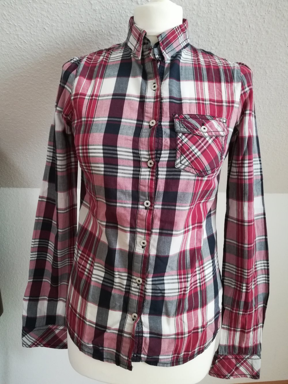 Tommy Hilfiger Karo Bluse Gr. 34 XS neuwertig