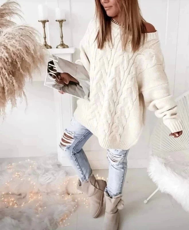 Cocomore schöner Strickpullover in beige M L