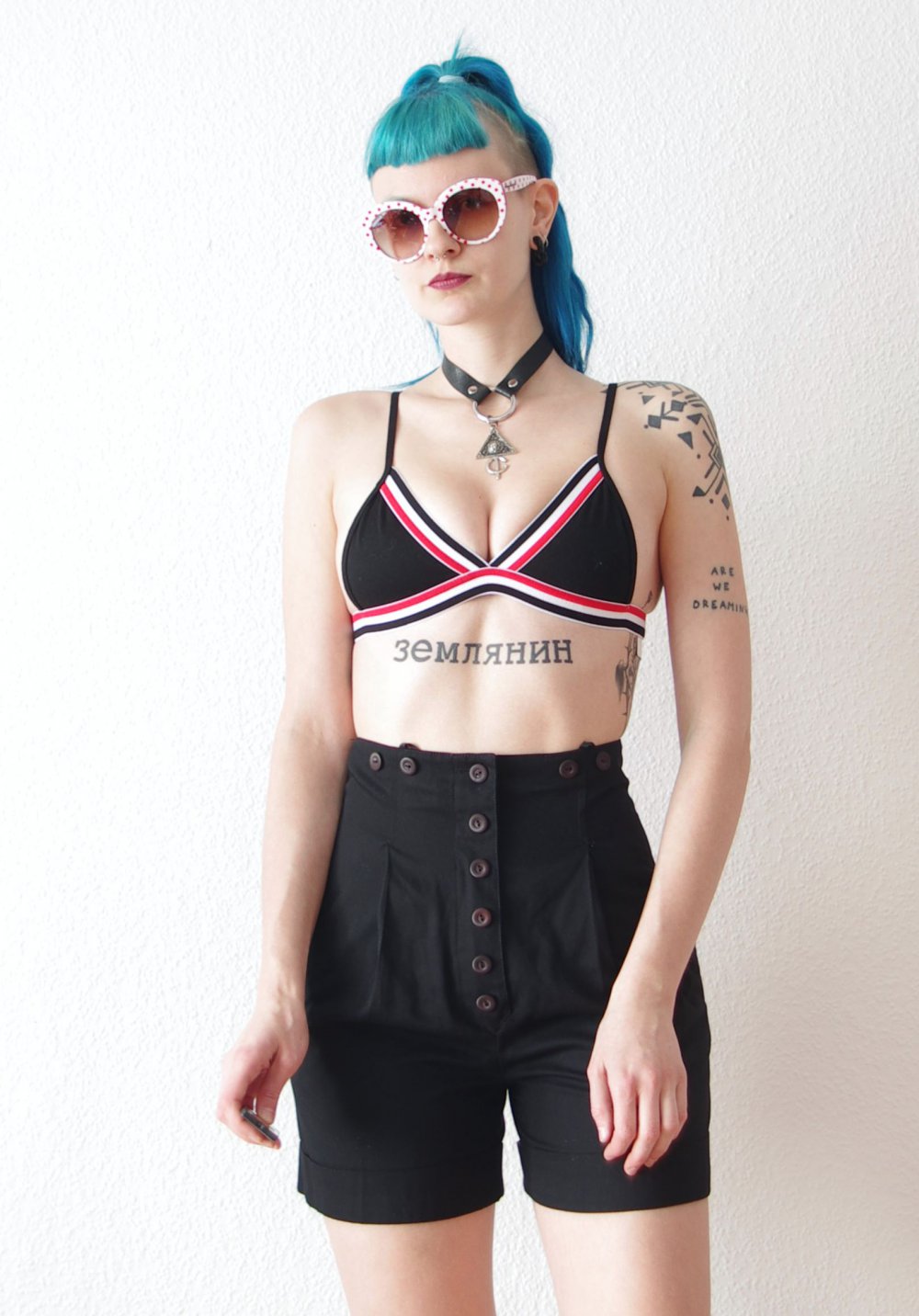 Boohoo Track Bralet Crop Top Gr. S 34 36 Rave Streifen Technobarbie Festival y2k
