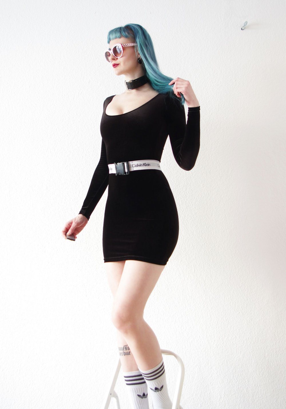 Rückenfreies American Apparel Samt Kleid Gr. S Festival Technobarbie y2k