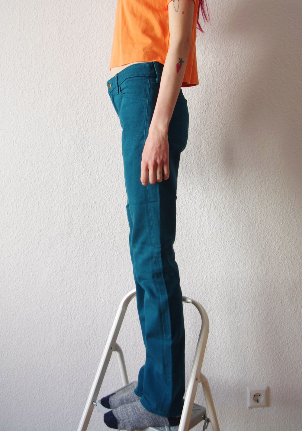 Petrolfarbene American Apparel Jeans Gr. 36/38 Techno y2k Röhrenhose Slim Slack